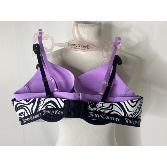 Juicy couture women's sleek and smooth black & white / lavender color 2 bra set - Picture 4 of 8